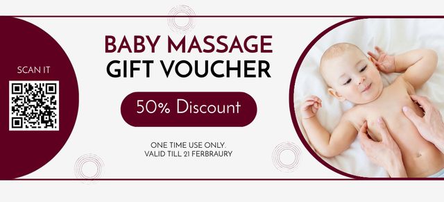 Baby Massage Discount with Cute Kid Coupon 3.75x8.25in Tasarım Şablonu