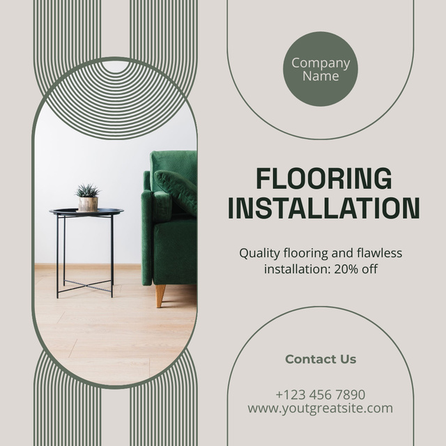 Flooring Installation with Stylish Room Interior Instagram Design Template
