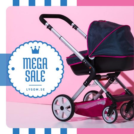 Baby Store Sale Stroller in Pink and Blue Instagram AD Design Template