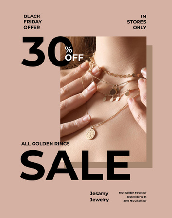Jewelry Sale with Shiny Necklace Poster 22x28in Design Template