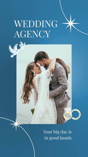 Designvorlage Wedding Agency Service Promotion In Blue für Instagram Video Story