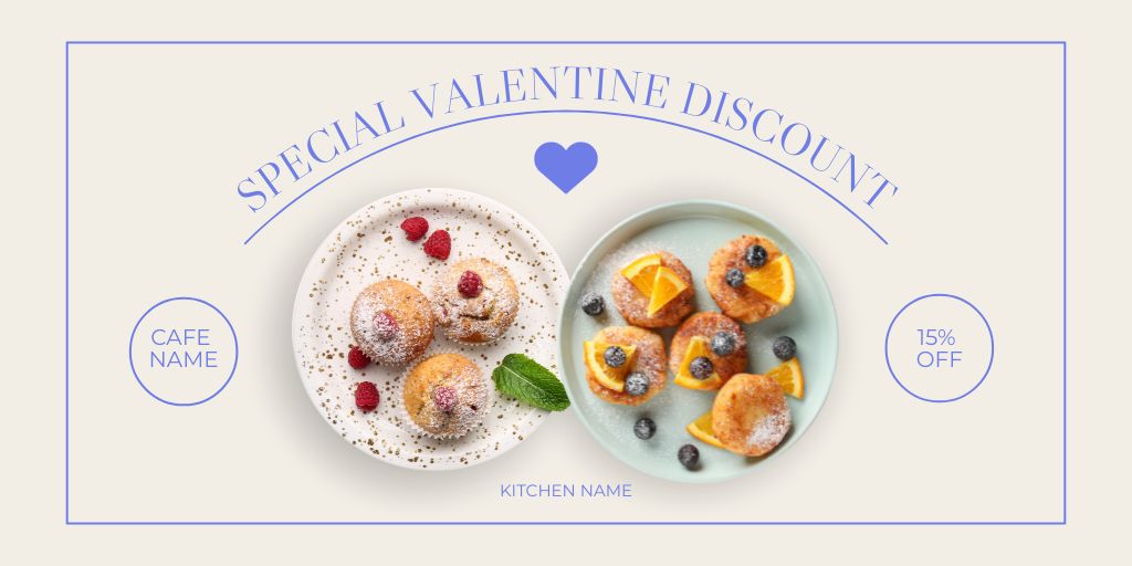 Offer Discounts on Desserts for Valentine's Day Twitter Design Template