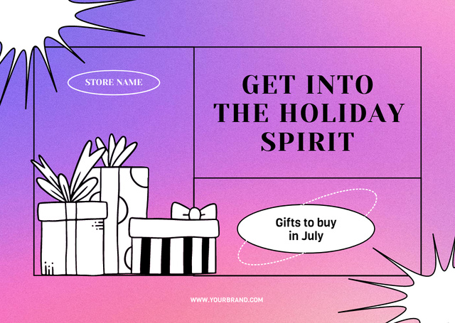 Christmas in July Gift Ideas Card Šablona návrhu
