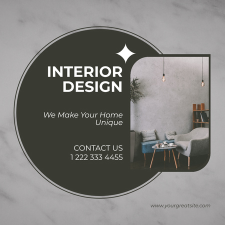 Unique Interior Design Grey Concrete Instagram AD Tasarım Şablonu