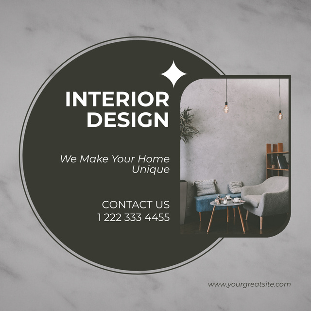 Unique Interior Design Grey Concrete Instagram AD tervezősablon