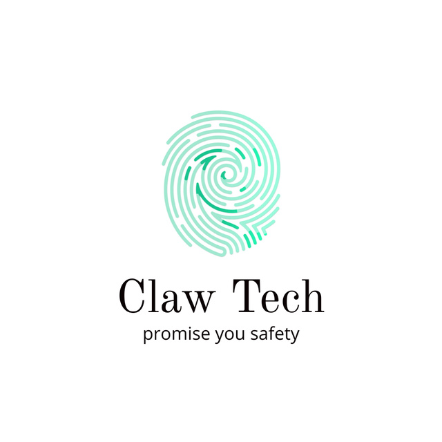 Security Company Services with Fingerprint Animated Logo Šablona návrhu