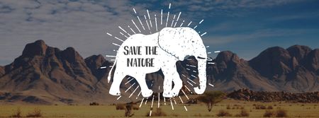 Eco Lifestyle Motivation with Elephant's Silhouette Facebook cover Tasarım Şablonu