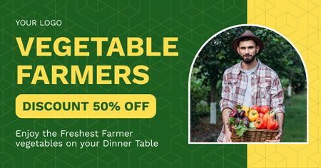 Oferta de vegetais dos agricultores em verde Facebook AD Modelo de Design