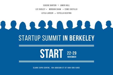 Startup Summit Announcement in Blue Poster 24x36in Horizontal Design Template