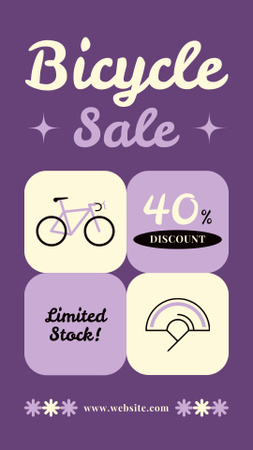 Designvorlage Bicycles Sale Offer on Purple für Instagram Story