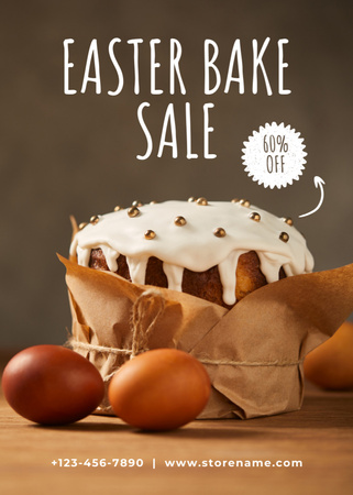 Platilla de diseño Easter Discount Offer with Easter Cake and Painted Eggs Flayer