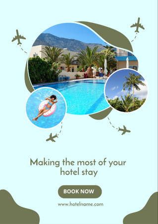 Luxury Hotel Ad with Woman relaxing in Pool Flyer A6 Design Template
