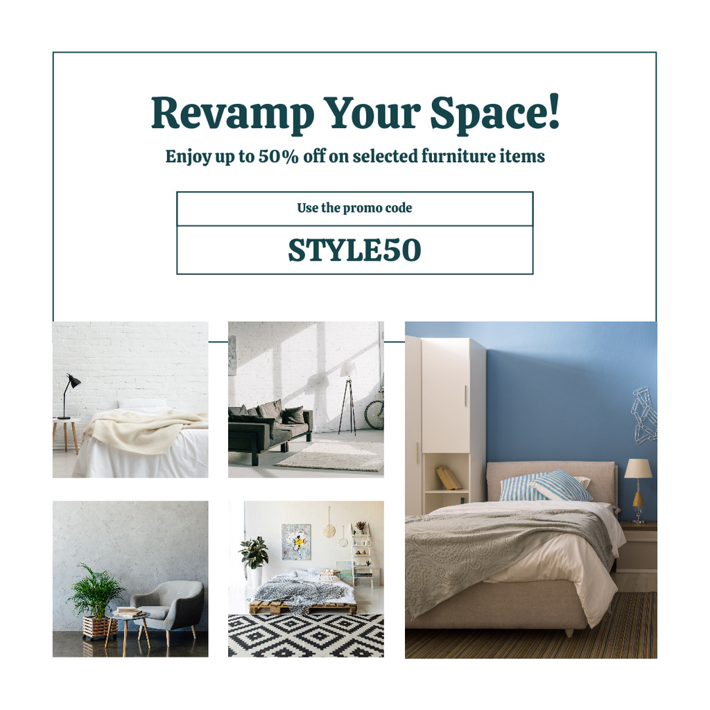 Modèle de visuel Furniture Promo with Modern Stylish Interior - Instagram AD