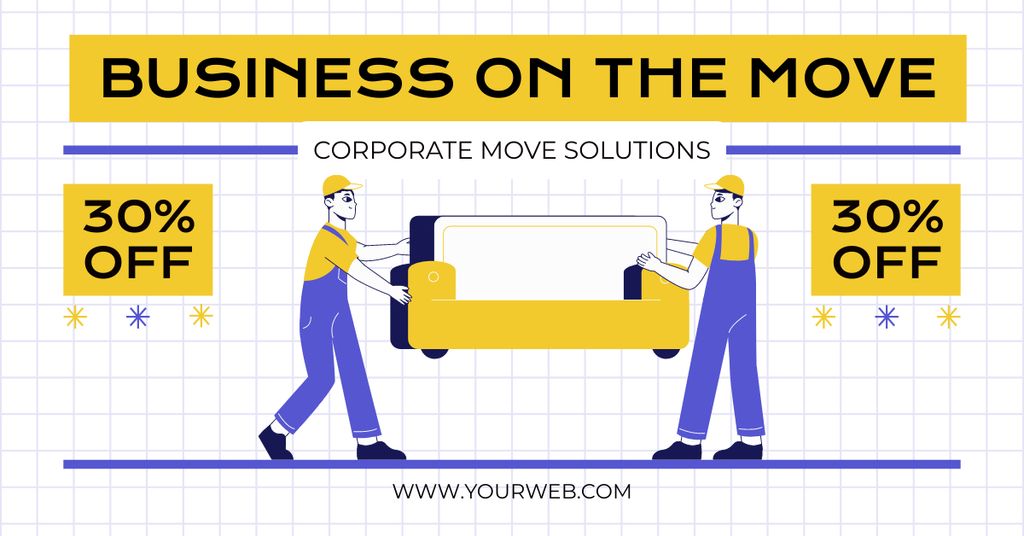 Offer of Moving Services for Business with Discount Facebook AD Πρότυπο σχεδίασης