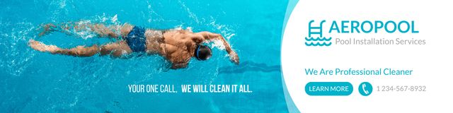 Pool Cleaning Service Offer LinkedIn Coverデザインテンプレート