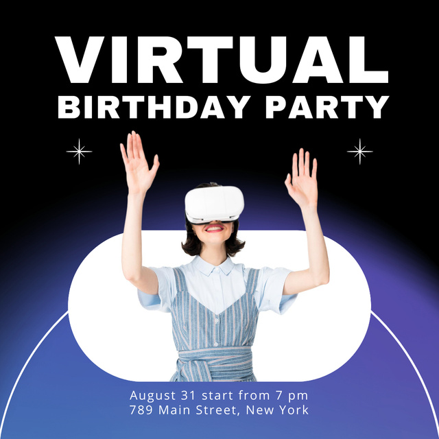 Ontwerpsjabloon van Instagram van Virtual Reality Birthday Party