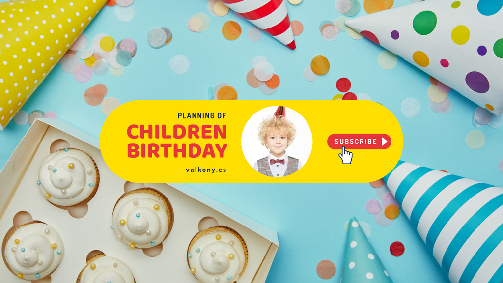 Kids Birthday Planning with Cupcakes and Confetti Youtube Šablona návrhu