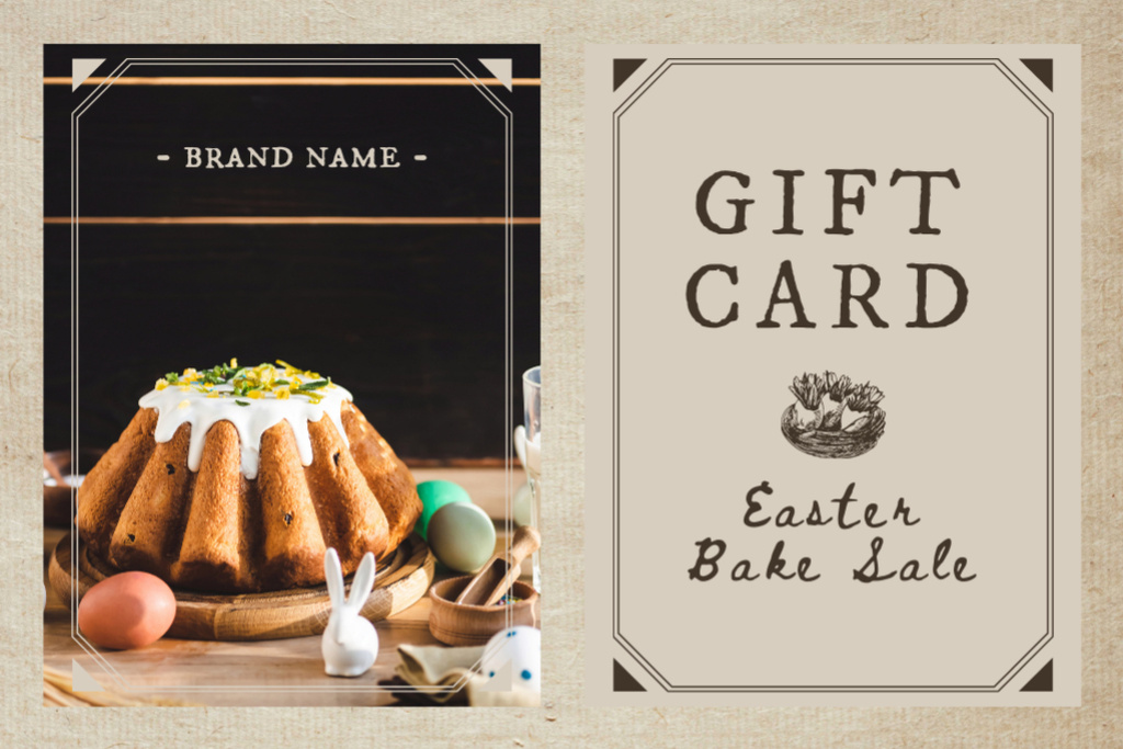 Ontwerpsjabloon van Gift Certificate van Easter Bake Sale Announcement with Easter Cake Decorated with Sprinkles