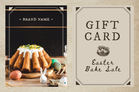 Easter Bake Sale Announcement with Easter Cake Decorated with Sprinkles Gift Certificate Design Template