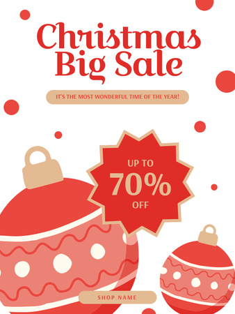 Christmas Big Sale Announcement with Baubles Poster US tervezősablon