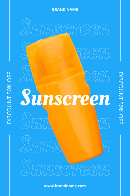 Sunscreen Lotion Ad on Blue Pinterest Design Template