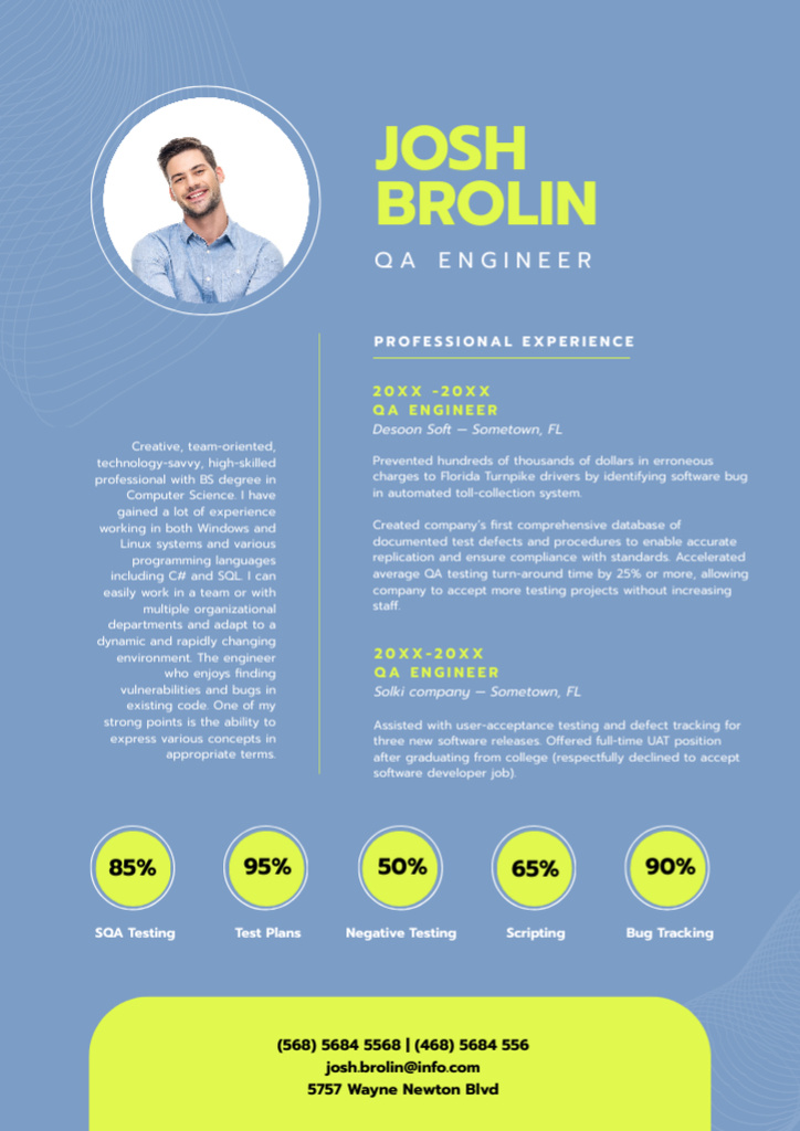 Szablon projektu Skills and Experience of Web Engineer Resume