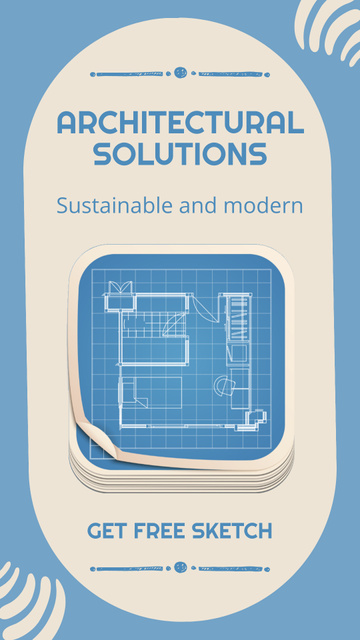 Ad of Sustainable and Modern Architectural Solutions with Blueprint Instagram Storyデザインテンプレート
