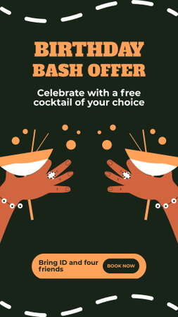 Modèle de visuel Offrir des cocktails pour une fête d'anniversaire amusante - Instagram Story