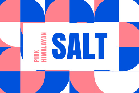 Ontwerpsjabloon van Label van Food Salt company-advertentie op kleurrijk patroon