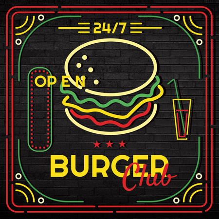 Burger club Ad Instagram Design Template