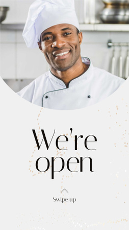 restaurante promoção chef em toque branco Instagram Story Modelo de Design