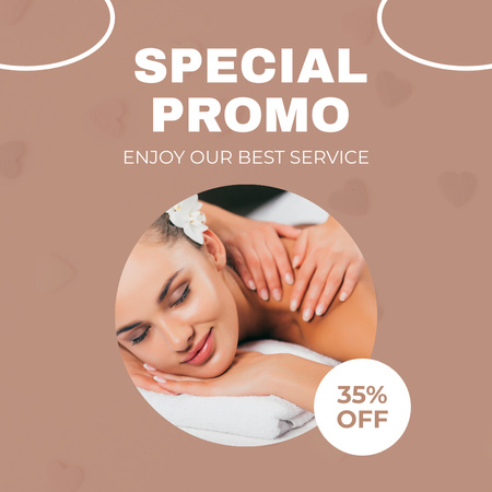 Spa Studio Ad with Woman at Massage Session Instagram Design Template