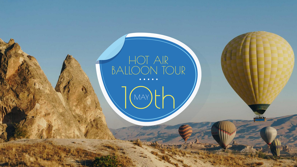 Designvorlage Beige Hot Air Balloon Flight Offer für FB event cover
