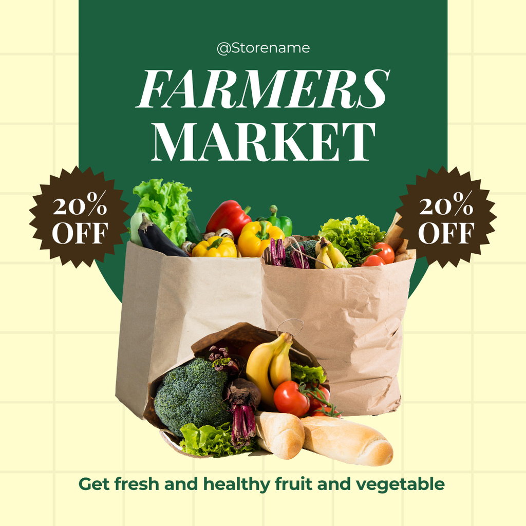 Discount on All Foods at Farmer's Market Instagram AD Tasarım Şablonu