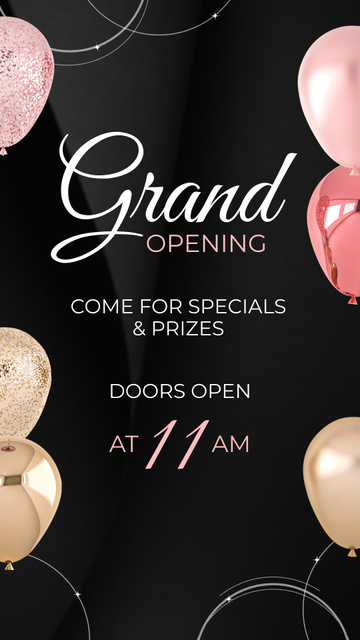 Grand Opening Event With Prizes And Balloons Instagram Video Story Πρότυπο σχεδίασης