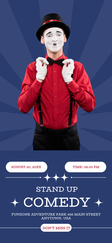Comedy Show with Mime in Red Shirt Snapchat Geofilter Šablona návrhu