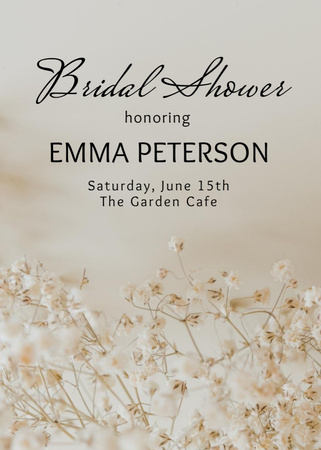 Bridal Shower Announcement with Delicate White Daisies Invitationデザインテンプレート