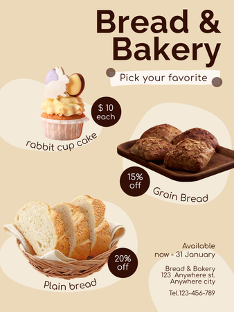 Bread And Bakery Store Sale Offer In Winter Poster US Design Template