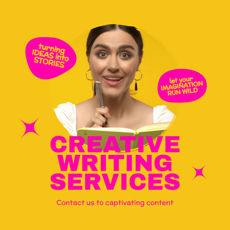 Promoção cativante da empresa de serviço de redação de conteúdo Animated Post Modelo de Design