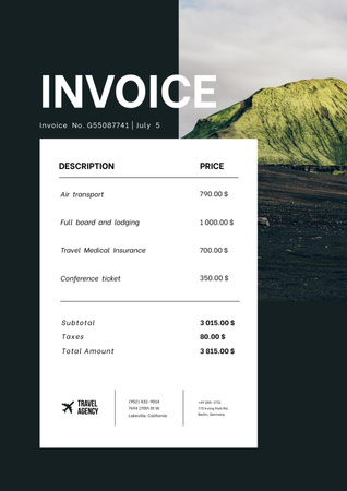 Payment for Hiking Tour Invoice Design Template
