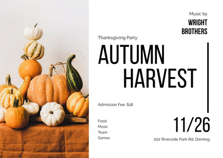 Platilla de diseño Autumn Festival Announcement with Pumpkin in Hand Poster A2 Horizontal