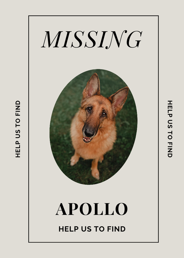Lost Dog information with German Shepherd Flyer A6 Design Template