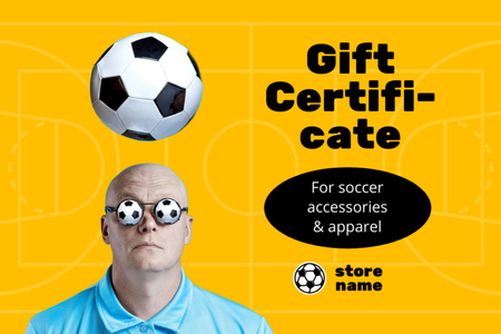 Soccer Accessories and Apparel Offer Gift Certificate Design Template