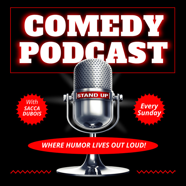 Plantilla de diseño de Ad of Comedy Episode on Live Podcast Cover 