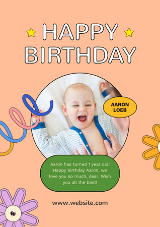 Children's Birthday Announcement Poster Design Template