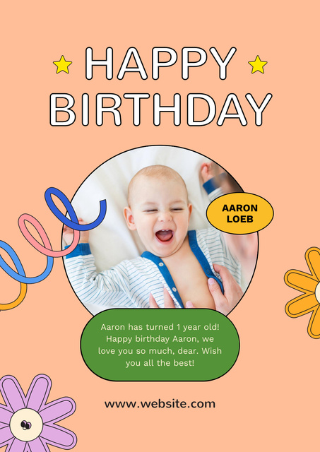 Children's Birthday Announcement Poster – шаблон для дизайна