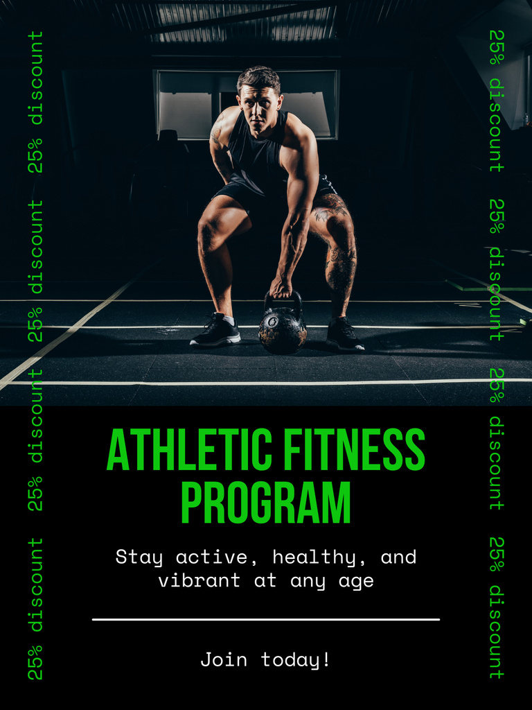 Offering Athletic Programs for Bodybuilders Poster US Design Template