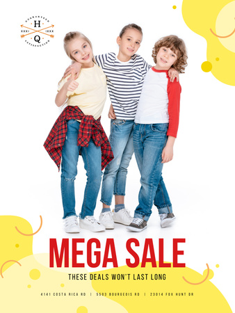 Clothes Sale with Happy Kids Poster US – шаблон для дизайну