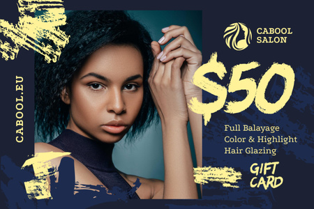 Beauty Salon Ad Woman with Glowing Skin Gift Certificate Modelo de Design