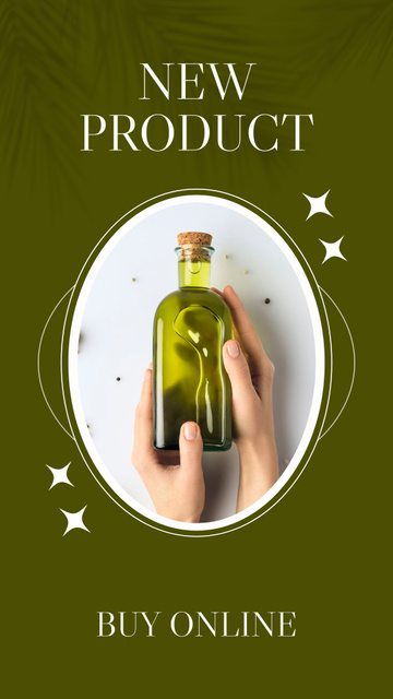 Natural Skincare Oil Ad with Green Lotion Instagram Story Šablona návrhu